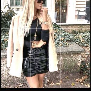 New Zara Faux Leather Gathered Black Skir…